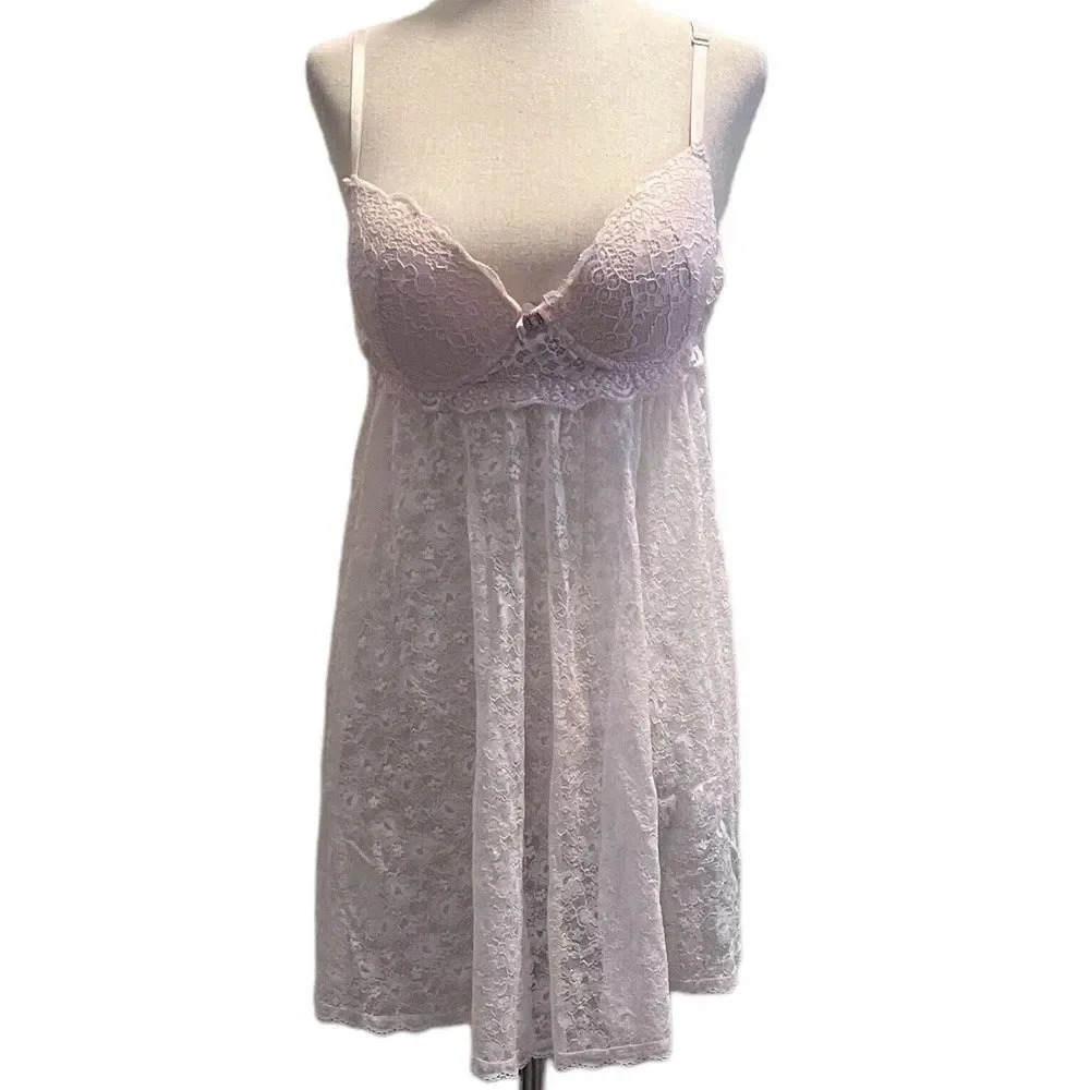 Seductive Wear By Cinema Etoile M Pink Floral Lace Underwired Sheer Babydoll